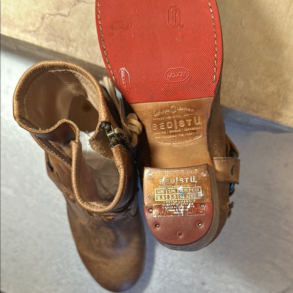 Bed|Stu Women’s Octane Tan Leather Ankle Boots | Size 6.5 - Picture 5 of 5